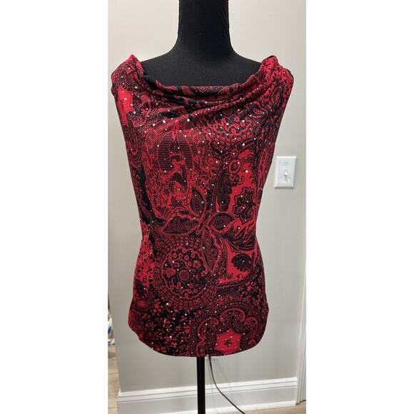 Whimsigoth Y2K Sleeveless Embellished Top Red Shannon Ford New York Large - Picture 1 of 10